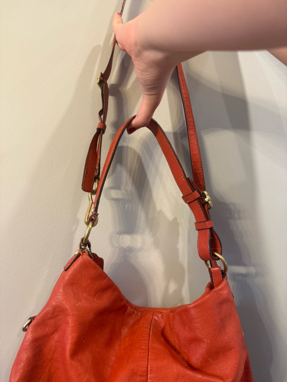 Coach Pebbled Leather Hobo Bag in Orange - Picture 8 of 11